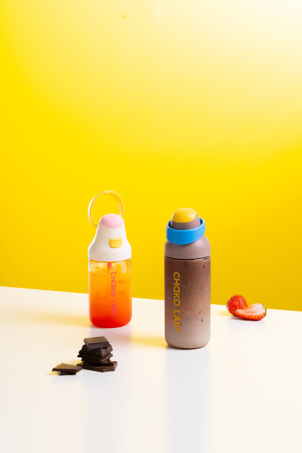 Kada Bottle PPSU bottles with iced drinks, chocolate and strawberry