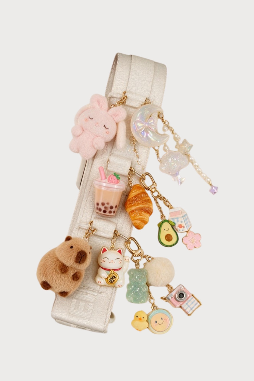 Chako Strap loaded with charms, use case